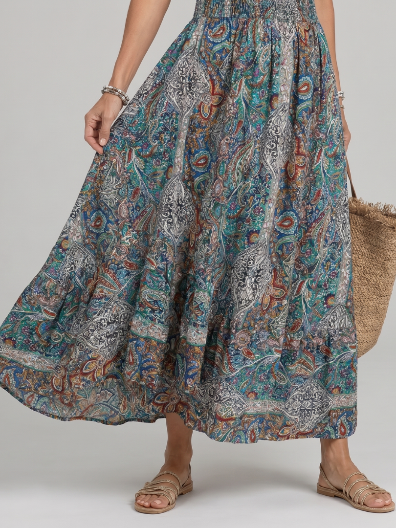 Marisela | Vestido Midi Estampado Paisley