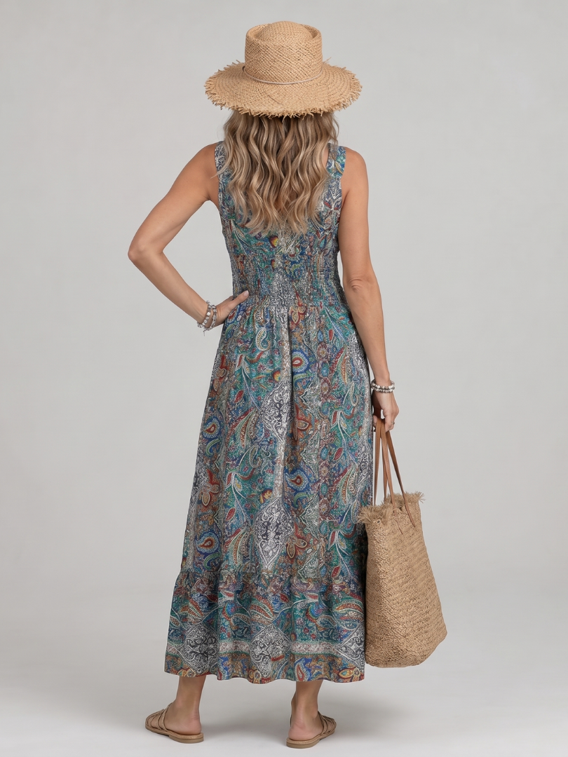 Marisela | Vestido Midi Estampado Paisley