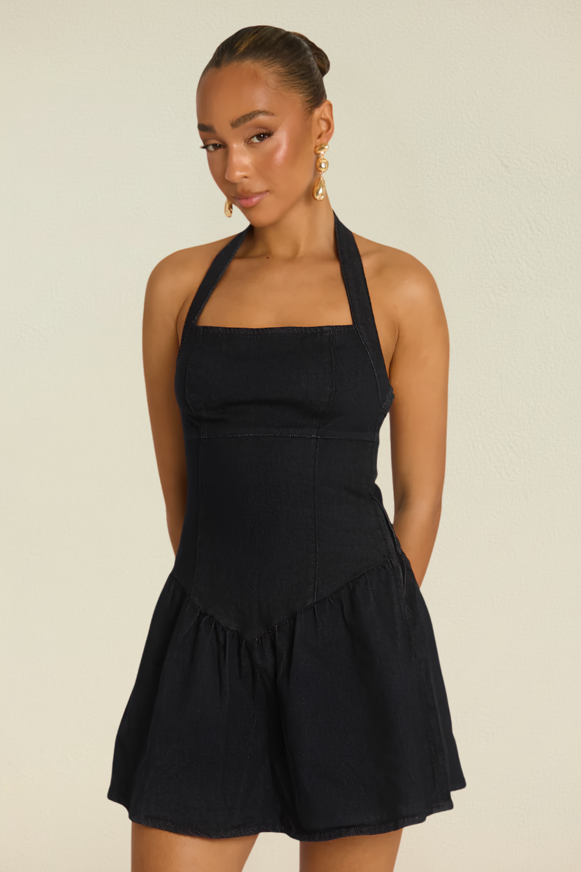 Selene – Vestido Mini Halter Ajuste Favorecedor