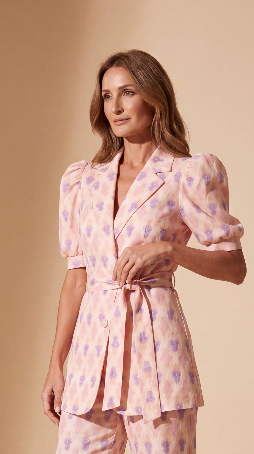 Chiara | Conjunto Blazer & Pantalón Acampanado Estampado