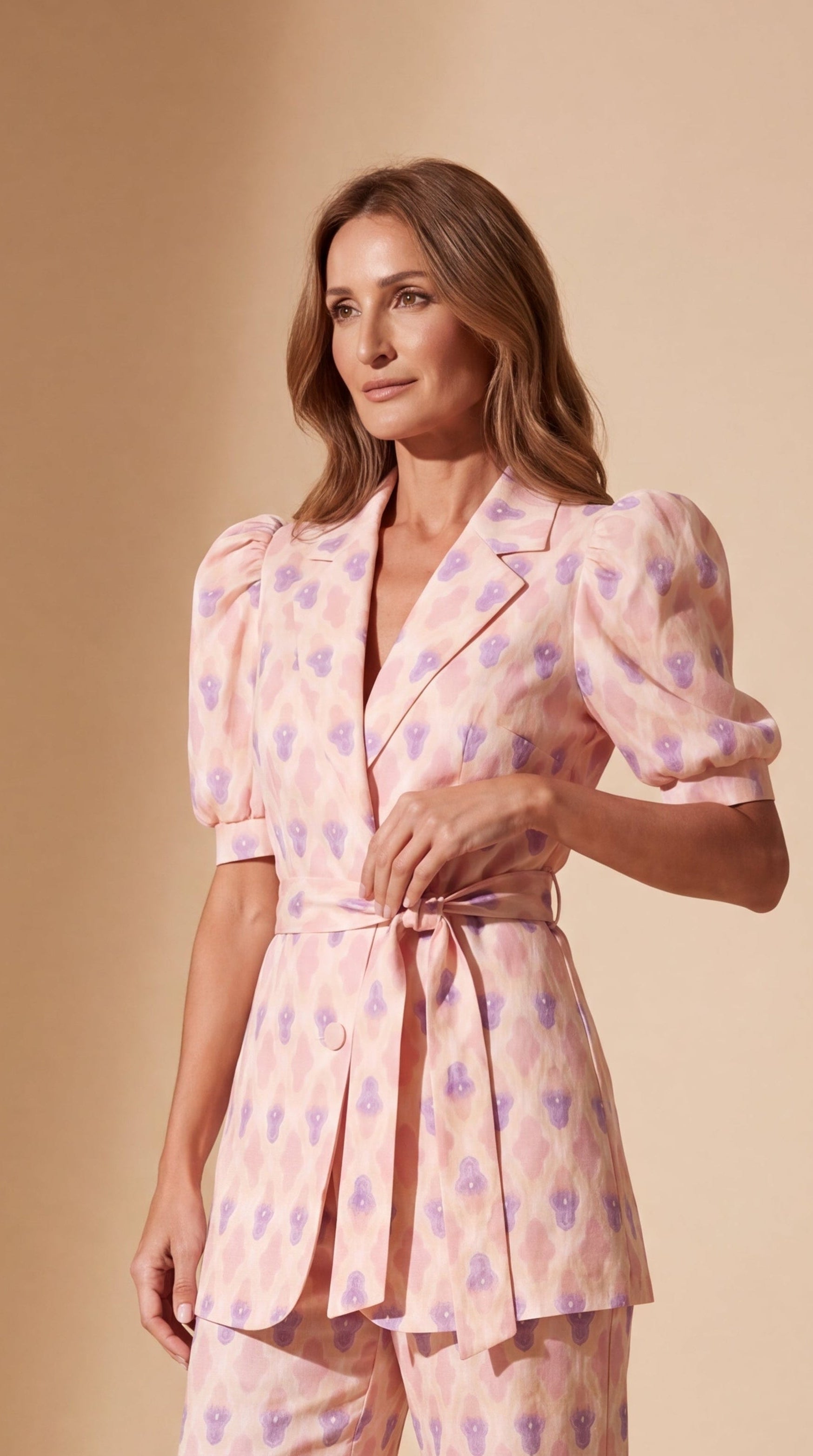 Chiara | Conjunto Blazer & Pantalón Acampanado Estampado