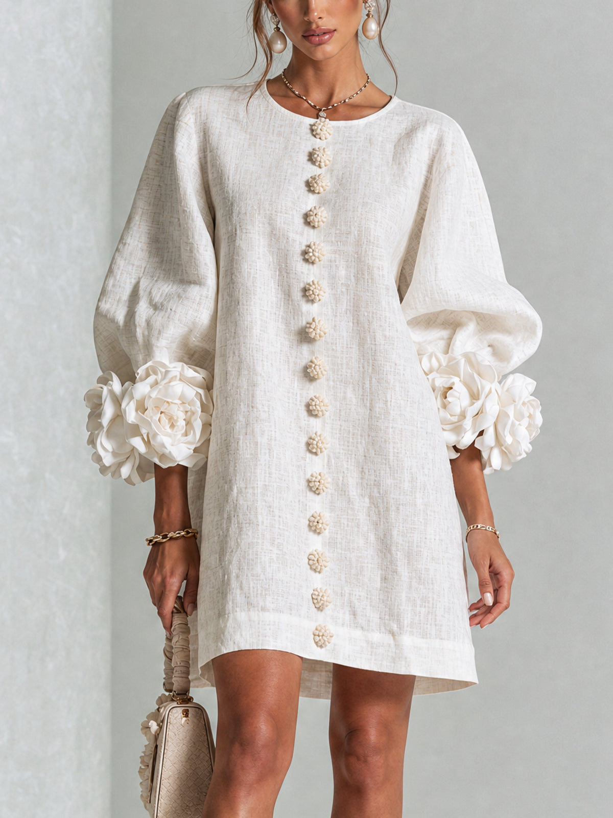 Odette | Vestido Mini de Botones Florales