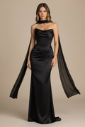 Serena – Vestido Maxi Strapless Efecto Silueta Negro