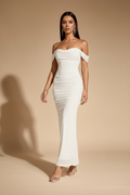 Serena Vestido Largo Drapeado Blanco