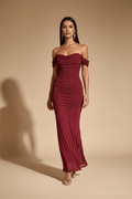 Serena Vestido Largo Drapeado Raspberry